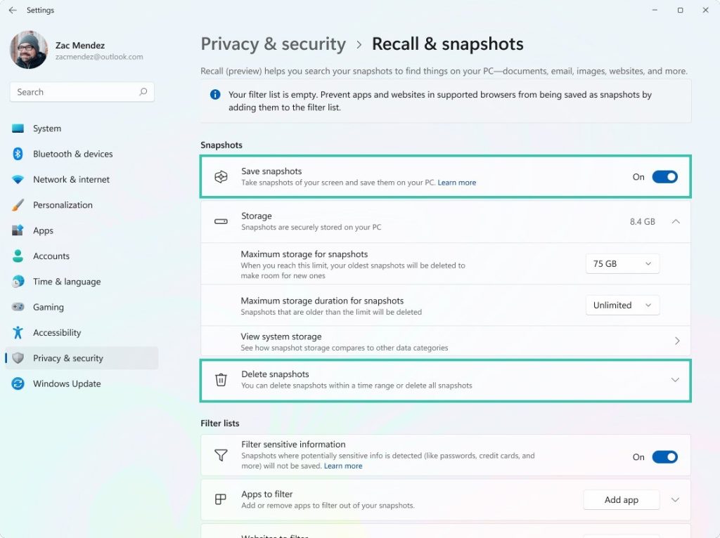 Как отключить Microsoft Copilot+ Recall