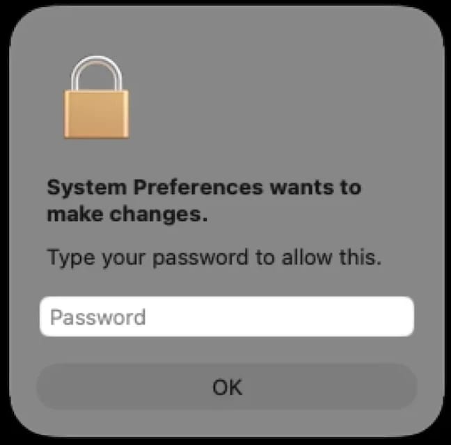 Поддельное окно ввода пароля macOS Поддельное окно ввода пароля macOS
