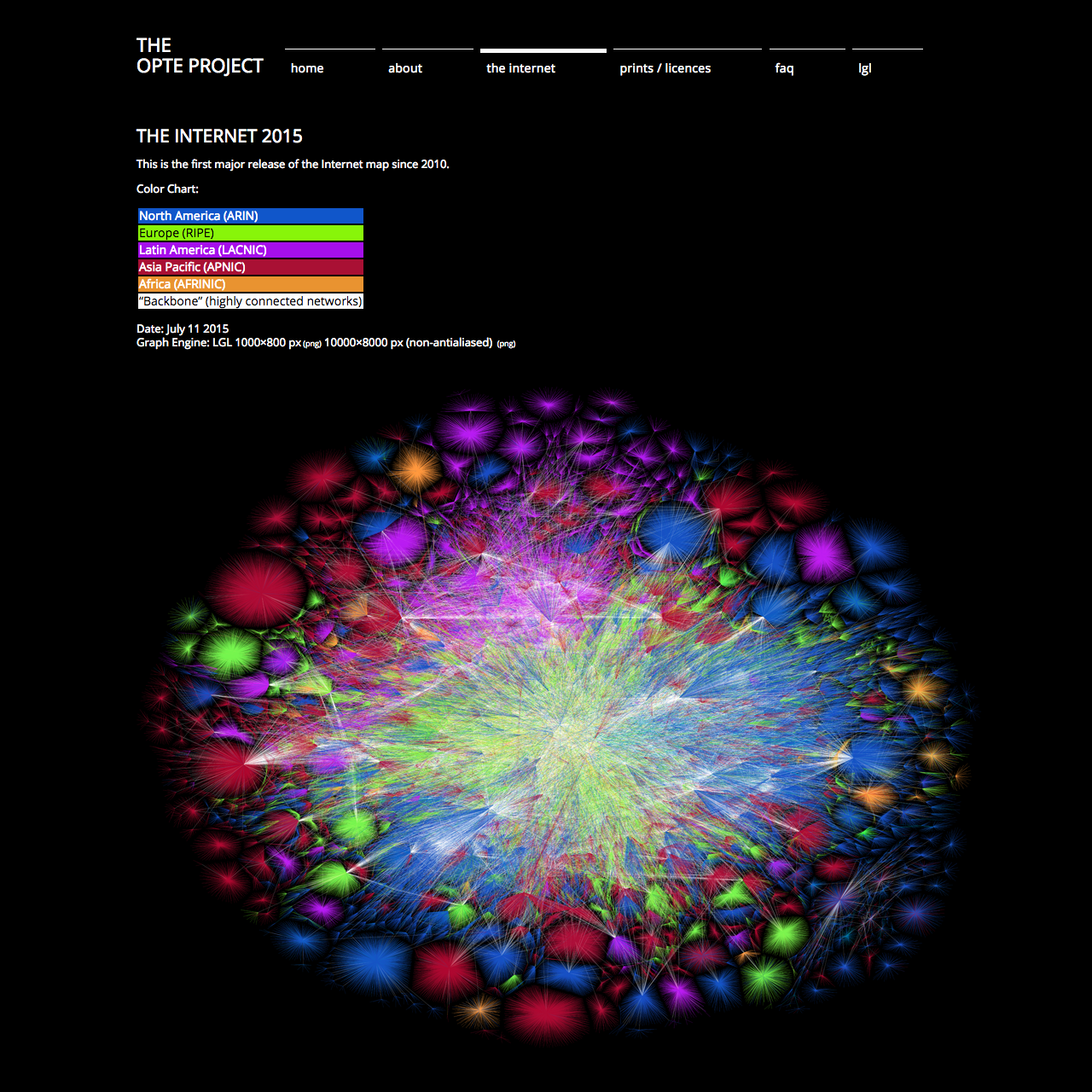 Map of the Internet: OPTE project