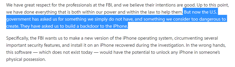 What Apple thinks of FBI's request