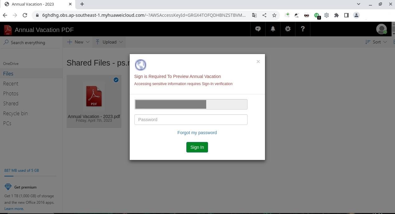 Fake site that steals credentials