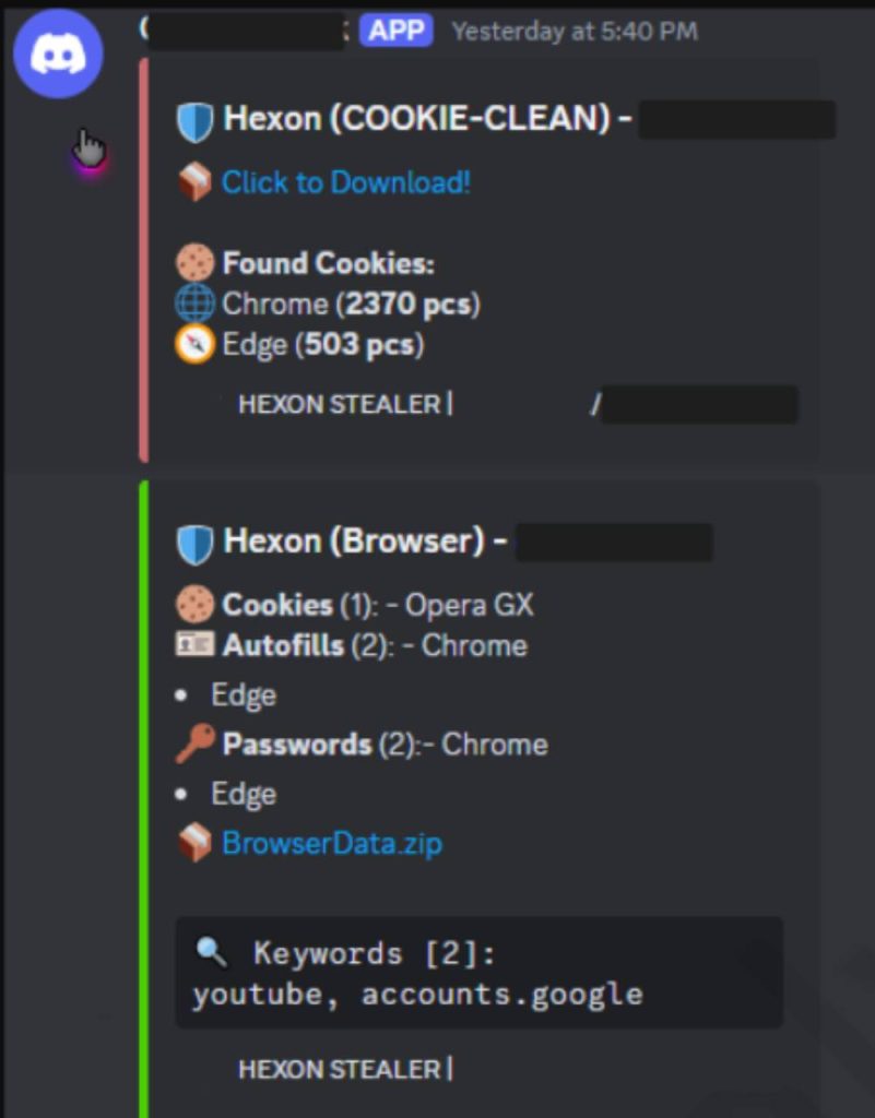 Example of attackers' message in a Discord channel