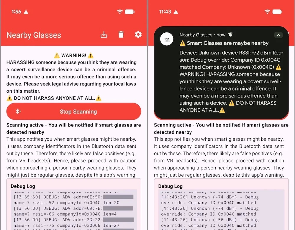 Nearby Glasses app