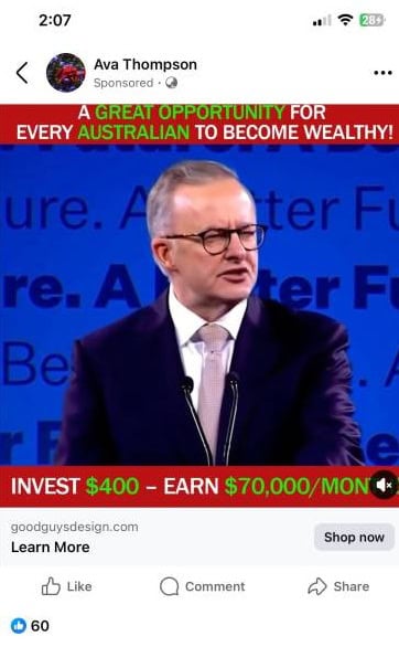 Fake Australian prime minister advertises investment opportunities
