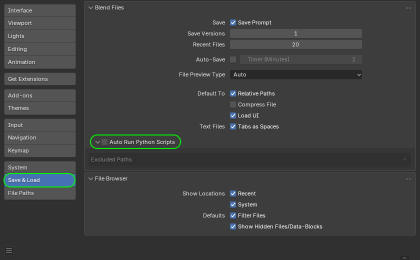 How to disable Auto Run Python Scripts in Blender
