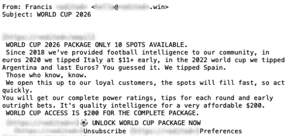 Spammers hurrying the victim to make a decision as quickly as possible