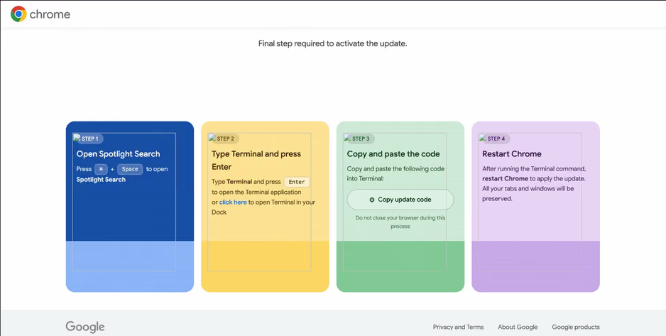 Fake Chrome update guide Fake Chrome update guide