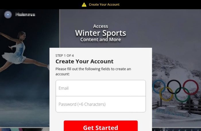 The bogus streaming service warns you right away that you can't watch just like that — you have to register. But hey, it's free!