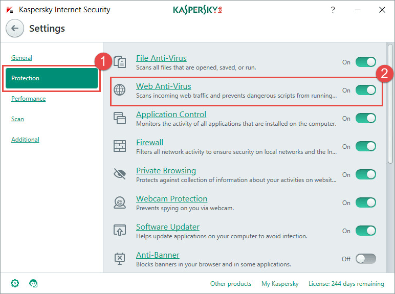 how to disable kaspersky internet security