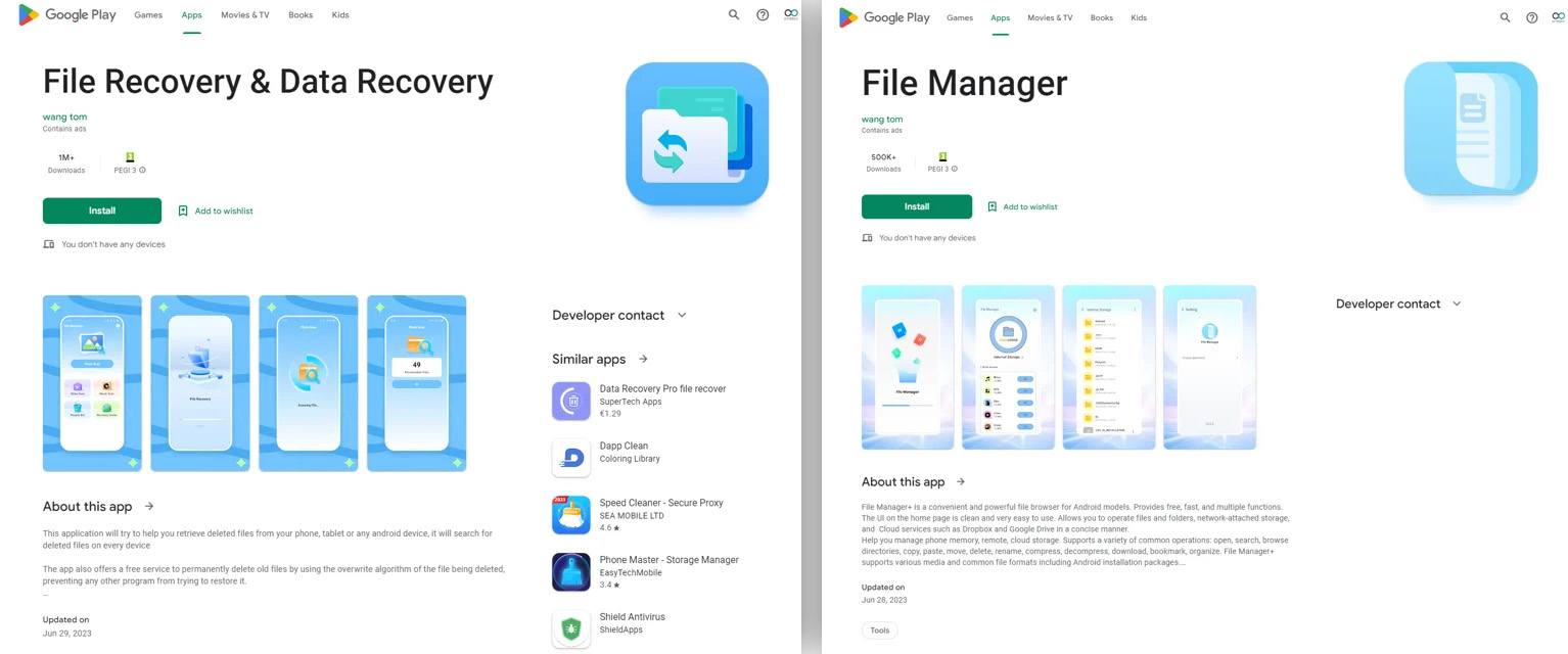 Administradores de archivos en Google Play infectados con software espía