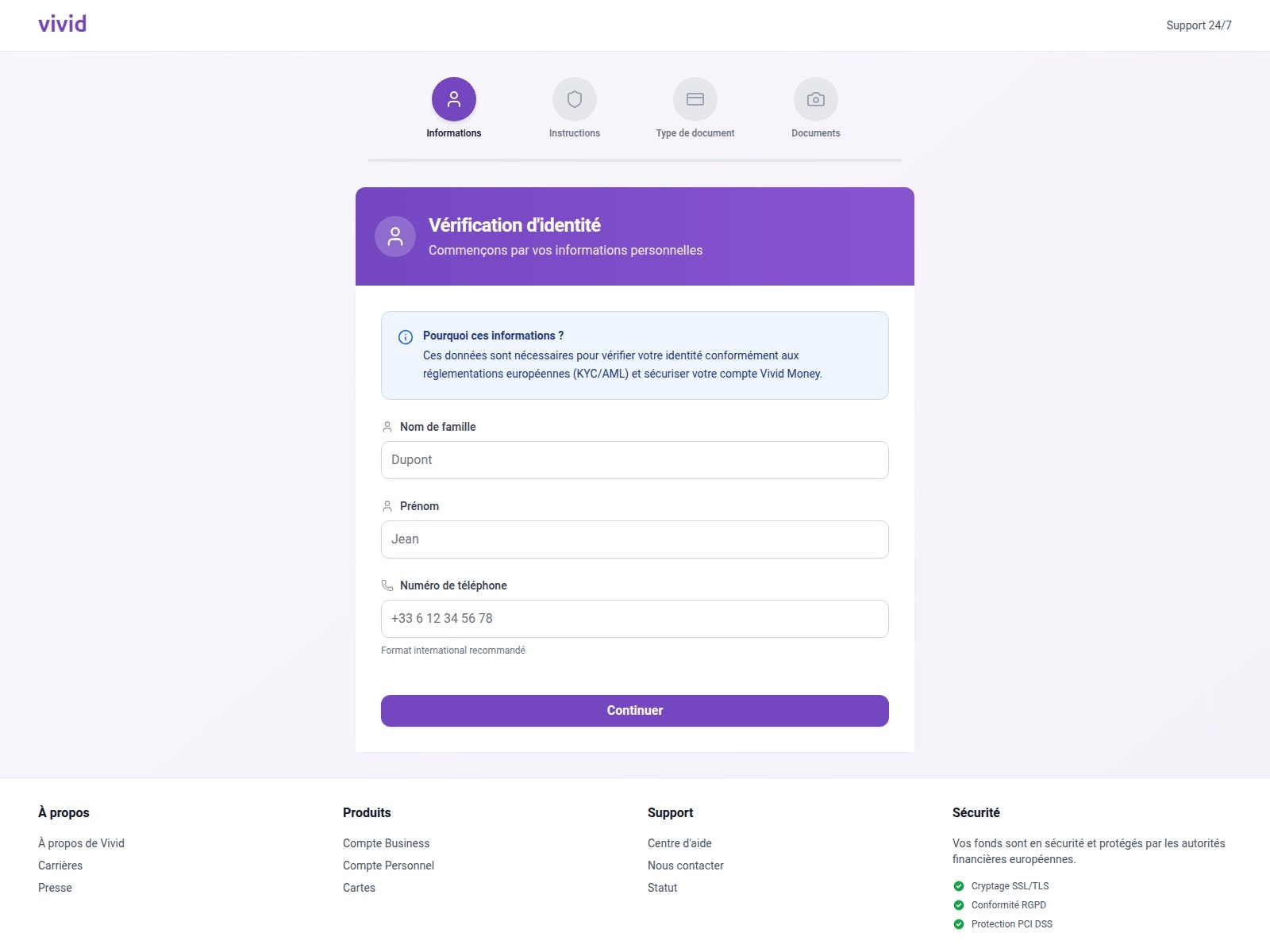 A fake Vivid Money page