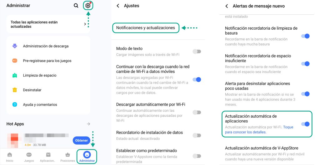 Cómo activar la actualización automática de aplicaciones en Vivo V-Appstore