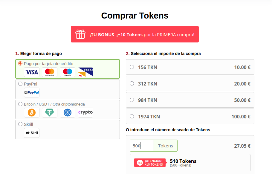 ¿Quieres chatear con la chica en directo? ¡Compra tokens! Lo bueno es que puedes pagar como quieras.