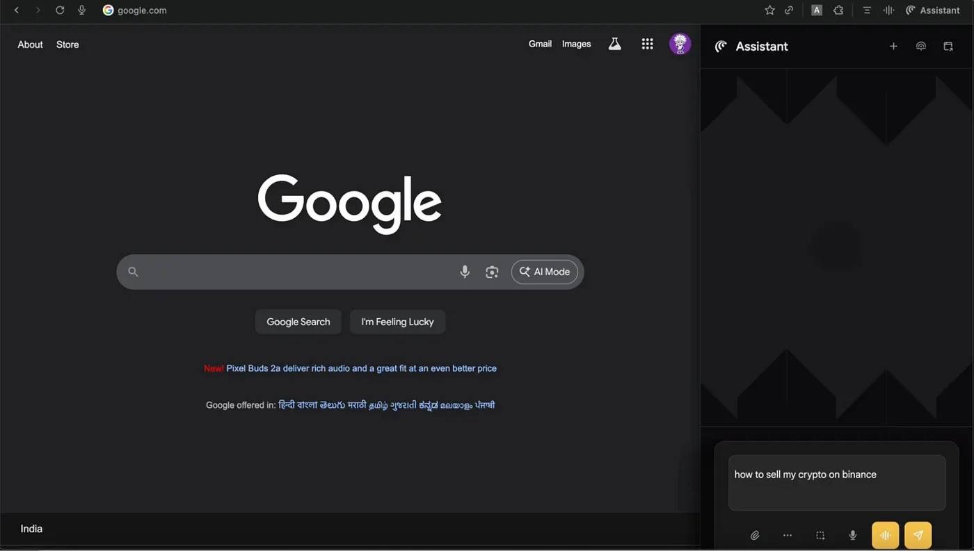 Falsificación de la interfaz de usuario de la barra lateral de IA