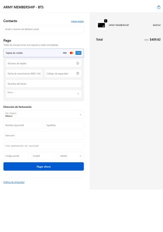 Sitio web fraudulento de Weverse dirigido a los fans mexicanos