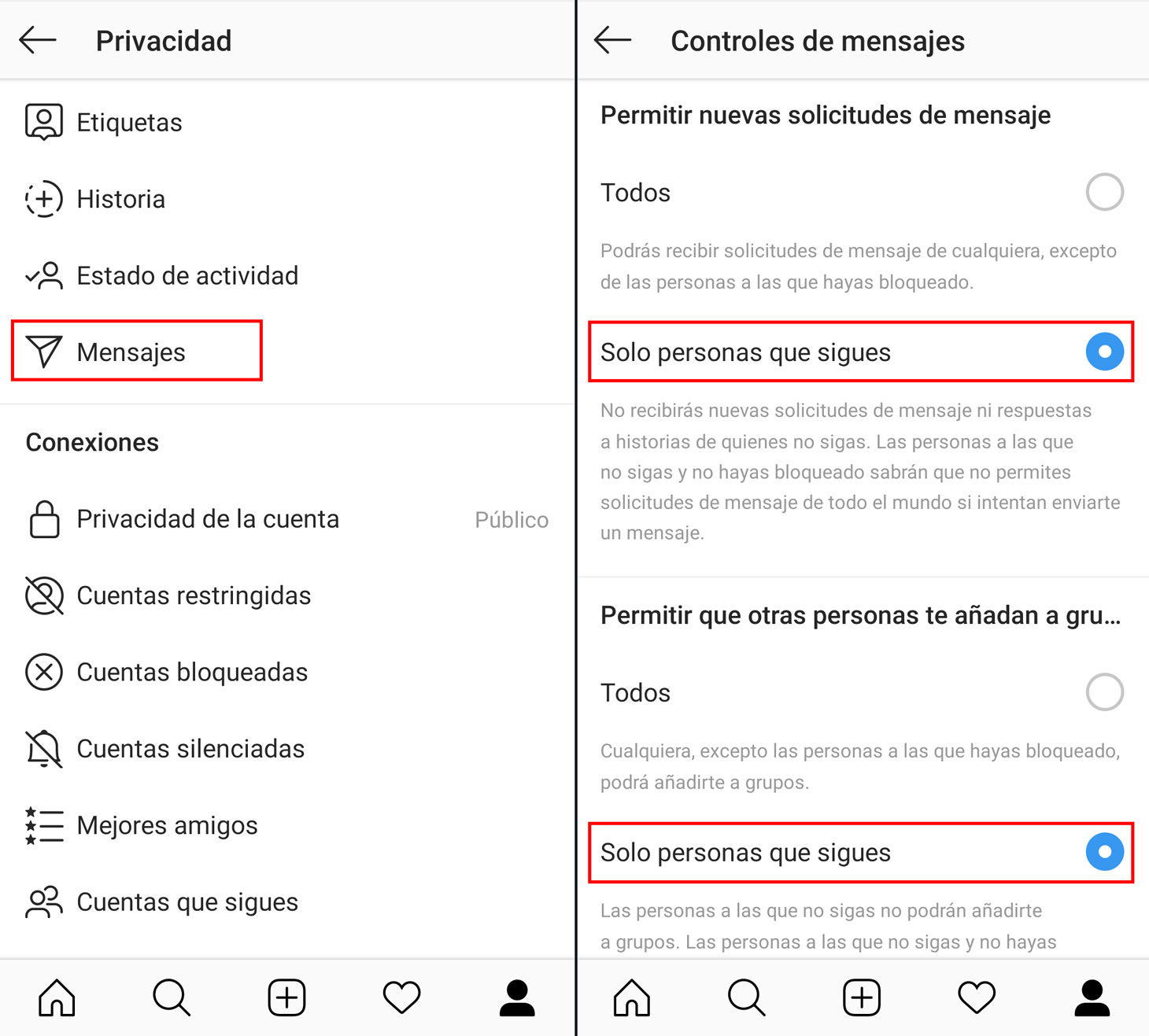Ocultar historias instagram