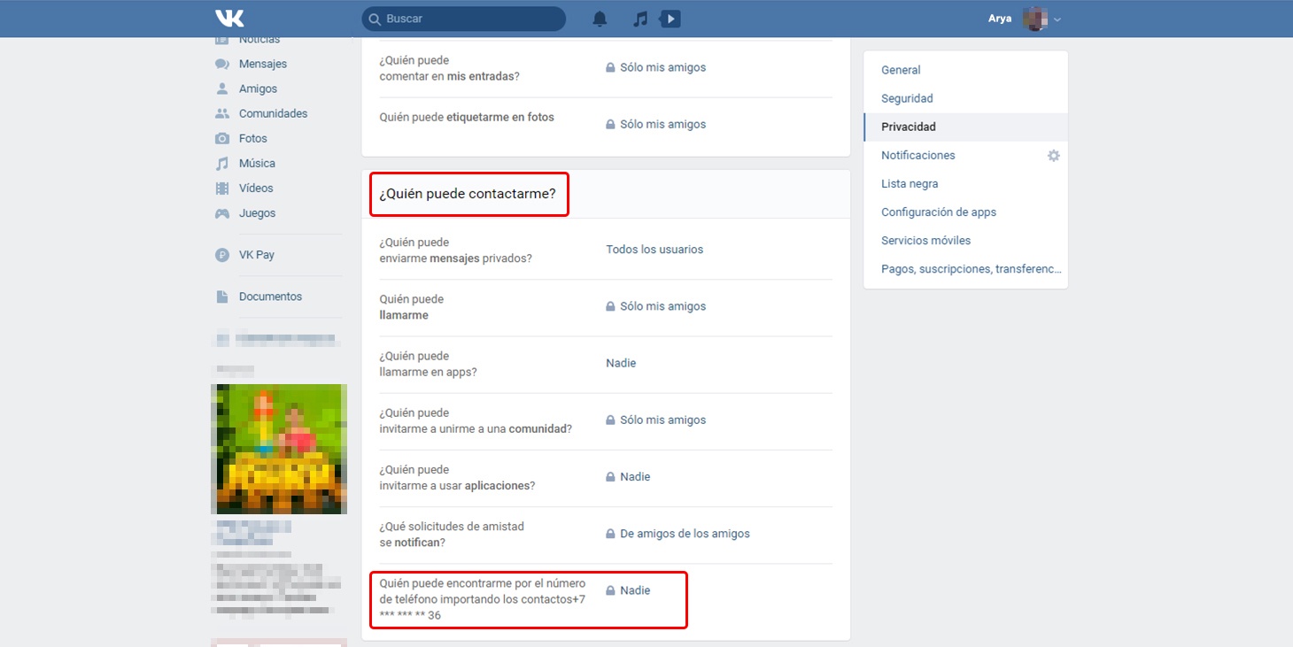Configura la privacidad de tu cuenta en VK.com