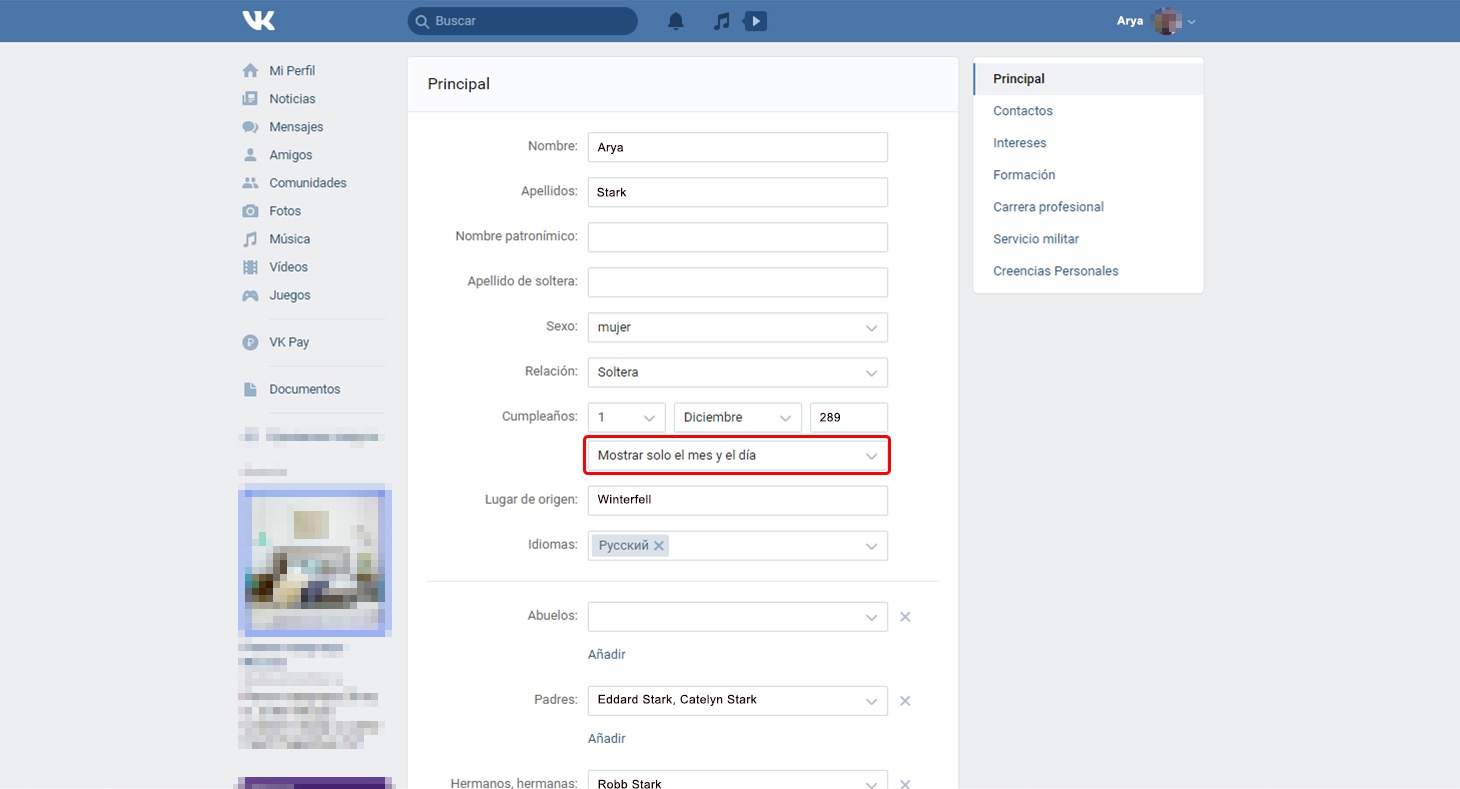 Cómo configurar VK: Tu fecha de cumpleaños