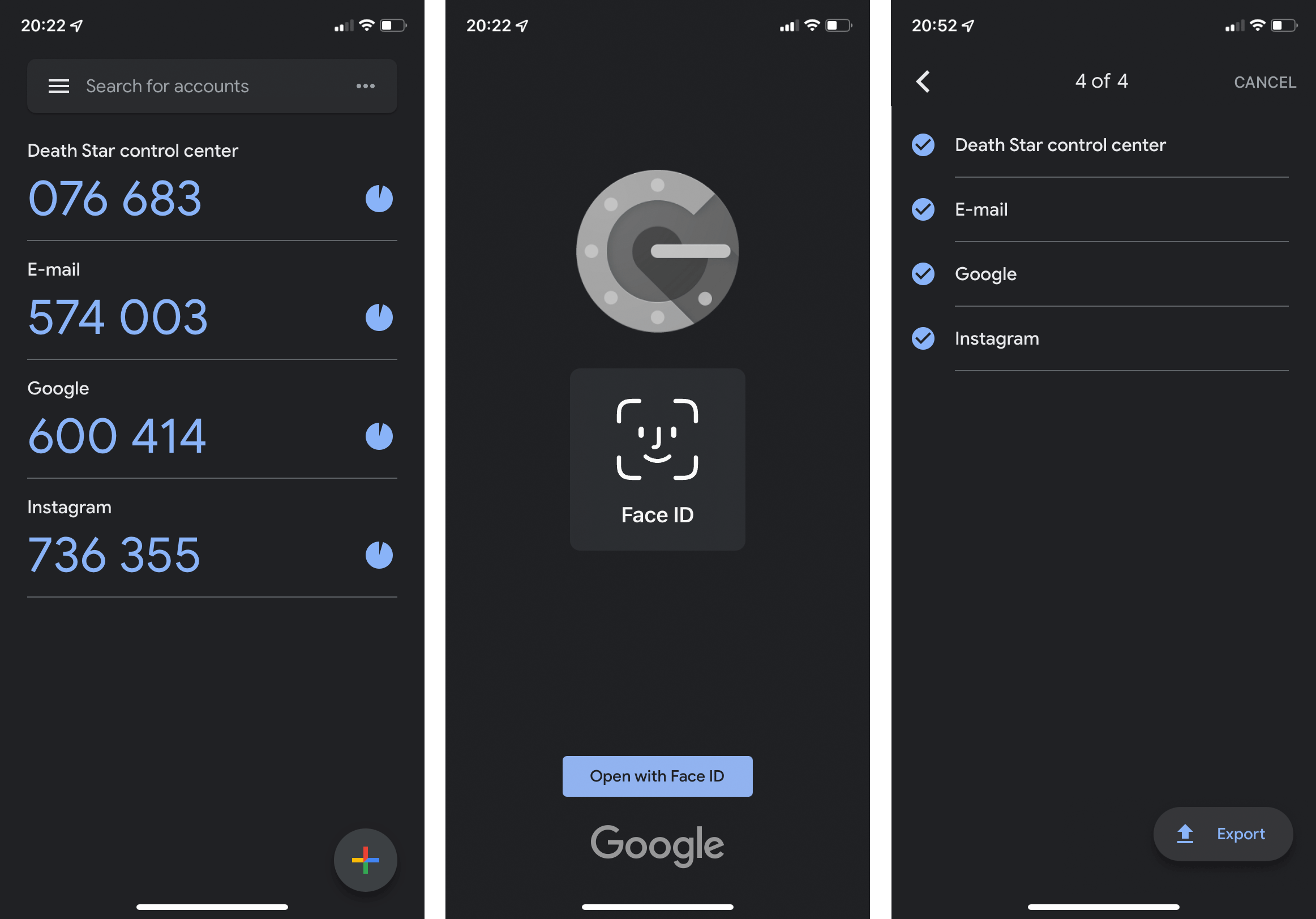 La versión iOS de Google Authenticator