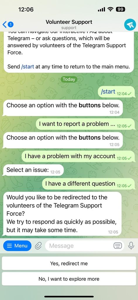 Cómo ponerse en contacto con el soporte de Telegram y hablar con una persona en lugar de un bot