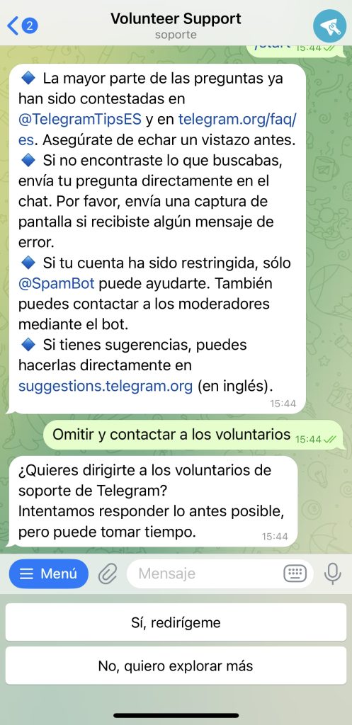 Cómo ponerse en contacto con el soporte de Telegram y hablar con una persona en lugar de un bot