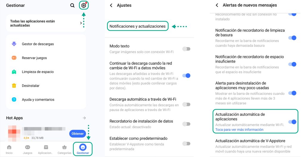 Cómo activar la actualización automática de aplicaciones en Vivo V-Appstore