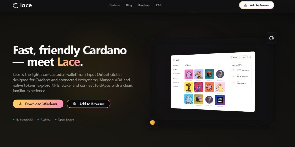 Sitio web falso de la cartera de criptomonedas Lace