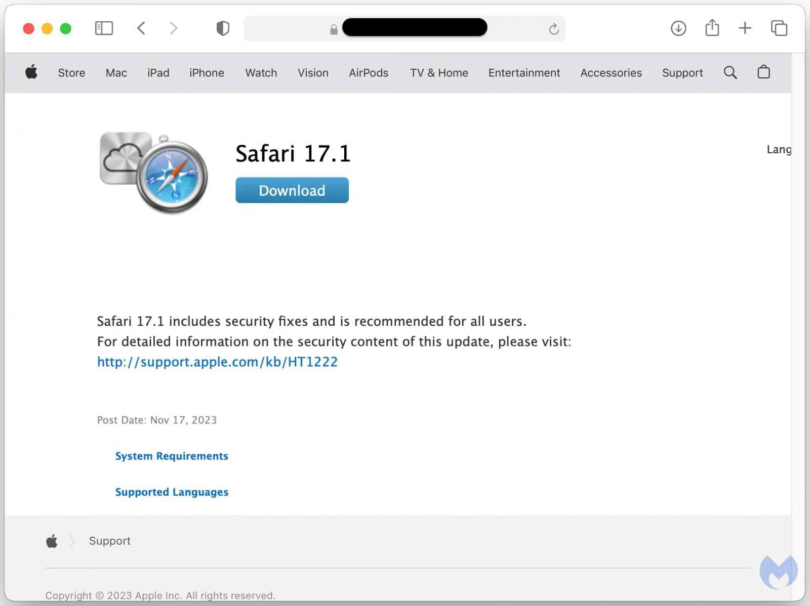 Falsi aggiornamenti del browser Safari con il Trojan stealer all'interno 