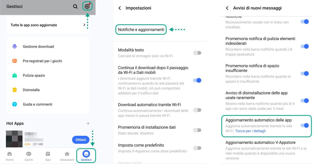 Come abilitare l'aggiornamento automatico delle app in Vivo V-Appstore