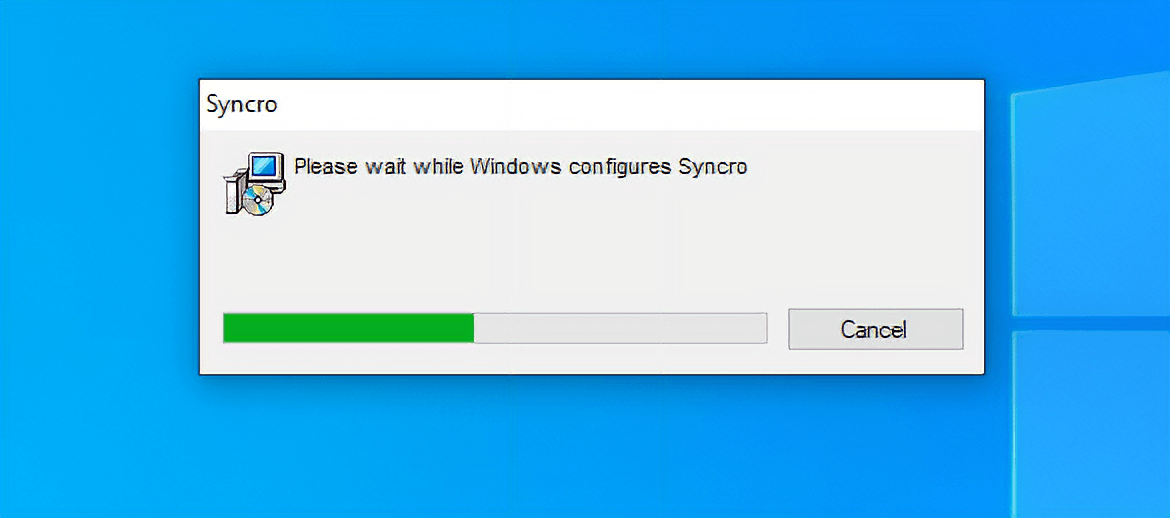 Finestra del programma di installazione di Syncro