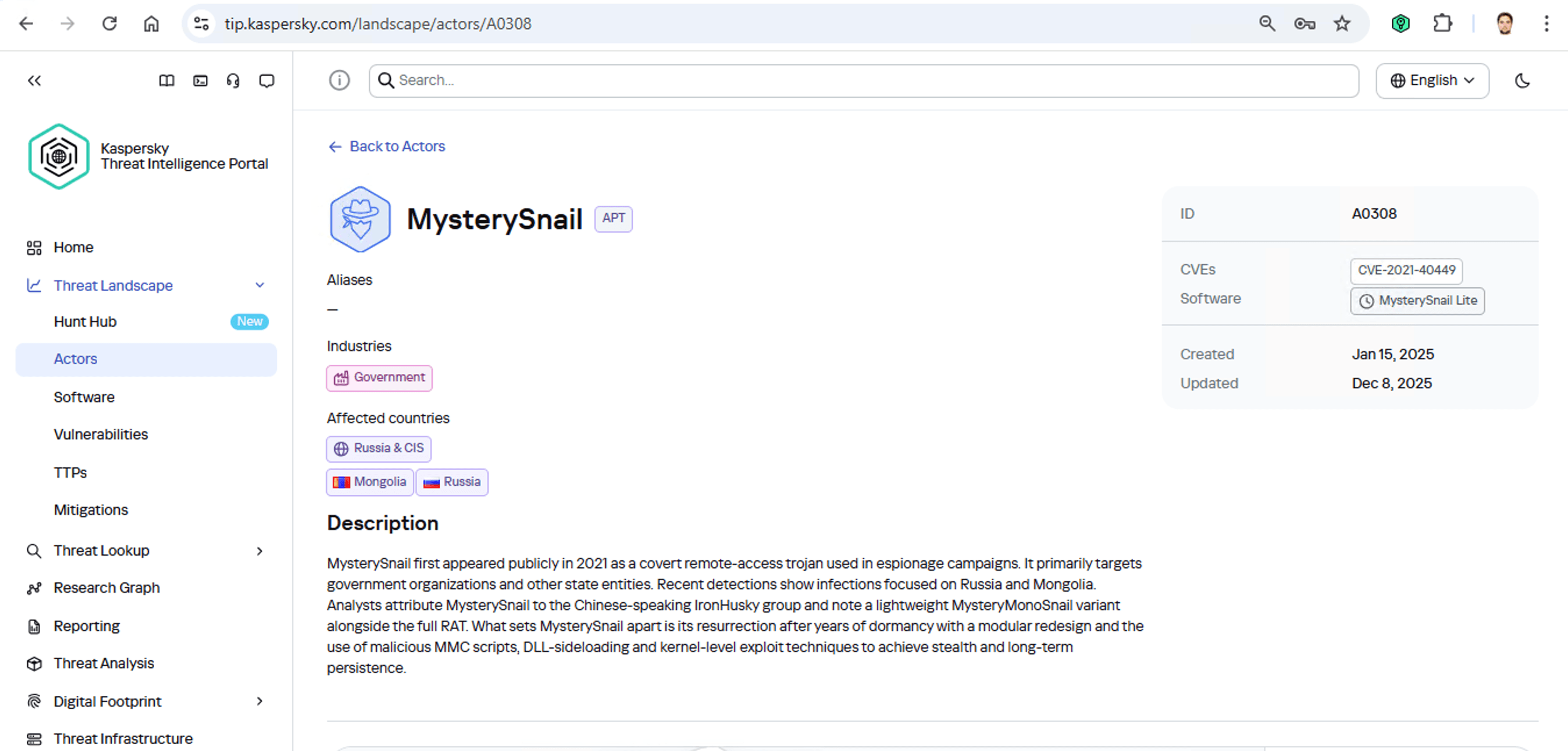 Informazioni sul gruppo MysterySnail