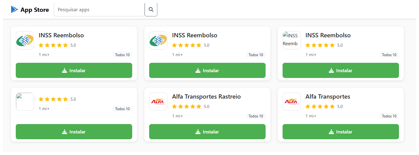 Il sito dannoso cupomgratisfood{.}shop imita ottimamente un app store. Non è chiaro il motivo per cui il falso INSS Reembolso appaia tutte e tre le volte. Per essere più sicuri, forse?!