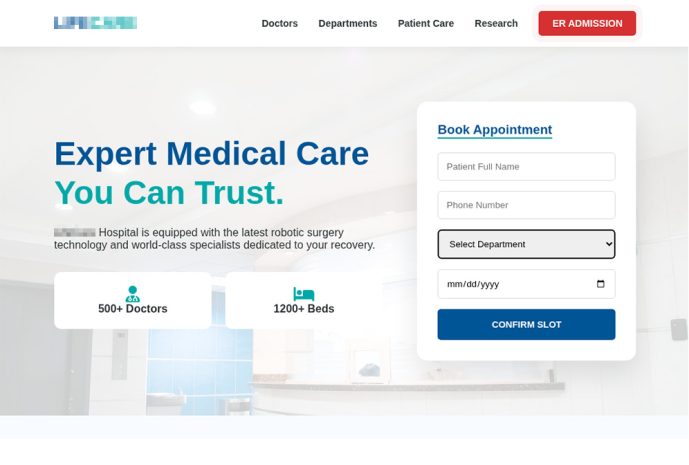 Sito Web di una clinica contraffatta con un design convincente