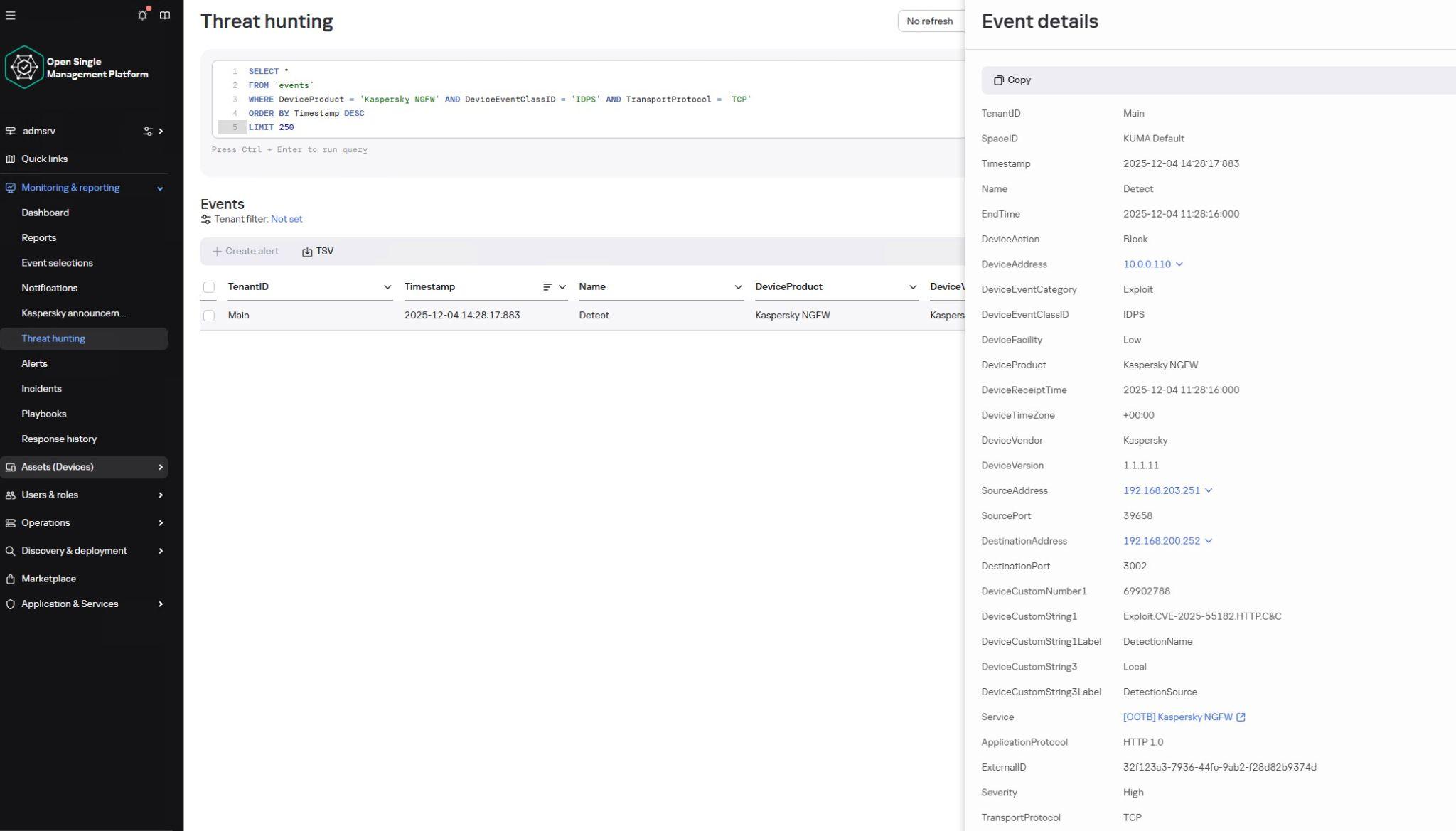 Kaspersky NGFW vs. cve-2025-55182