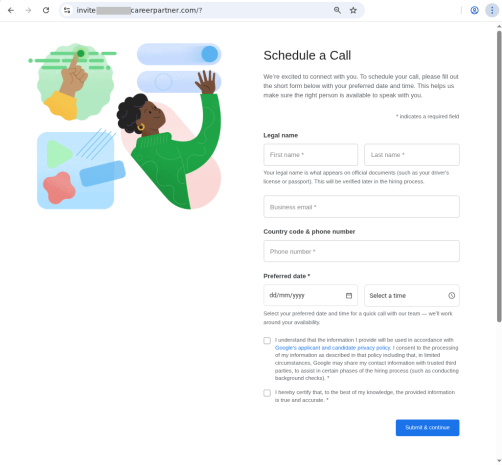 Фишинговое письмо якобы от Google Careers, присланное через платформу AppSheet