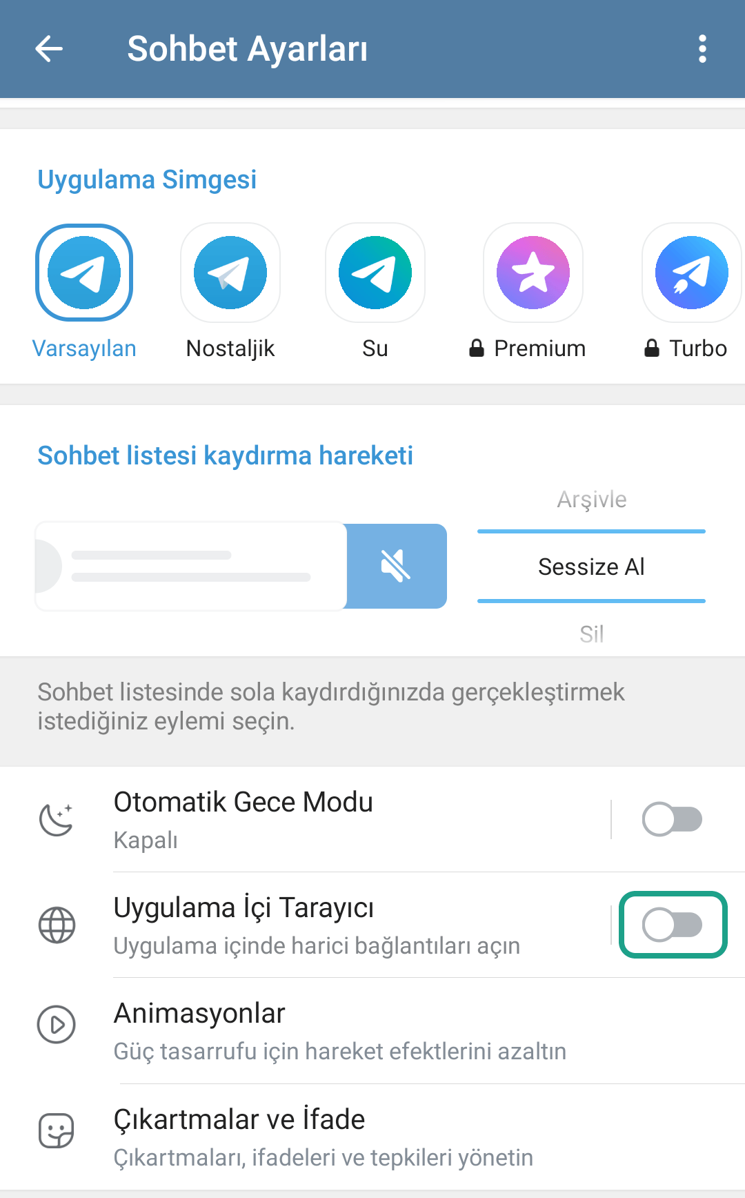 Telegram'ı, bağlantıların üçüncü taraf bir tarayıcıda açılması ve Kaspersky for Android tarafından kontrol edilmesi için nasıl yapılandırılır? 