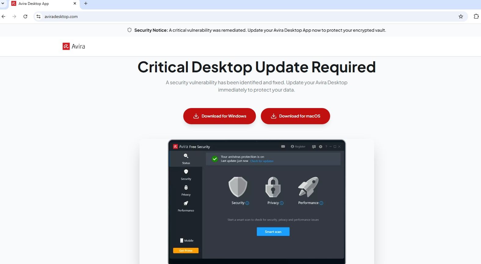 Sahte Avira antivirüs sitesi