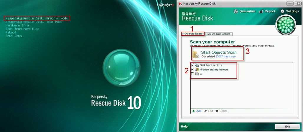 how to read scan from kaspersky rescue disk