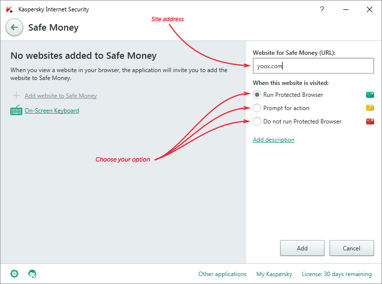 kaspersky safe money not working