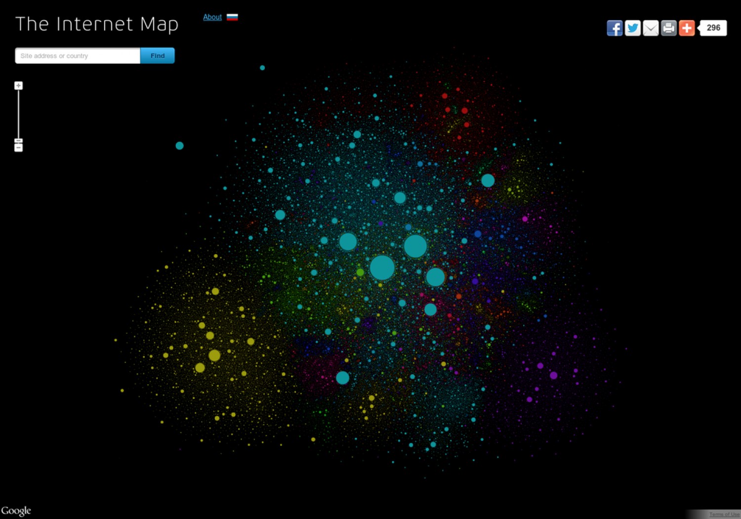 The map of websites on the Internet