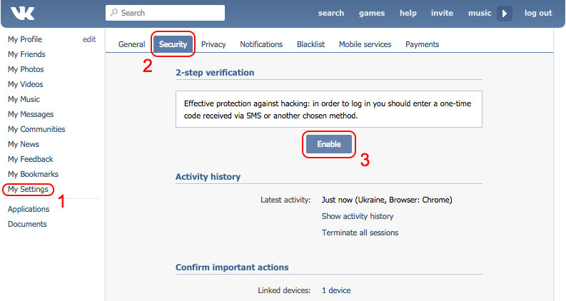 Setting up your VK.com privacy settings