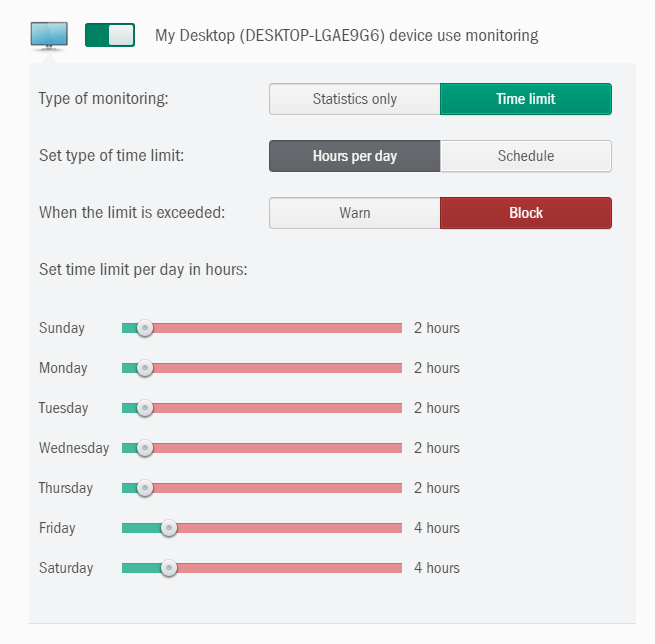 kaspersky safe kids phone settings