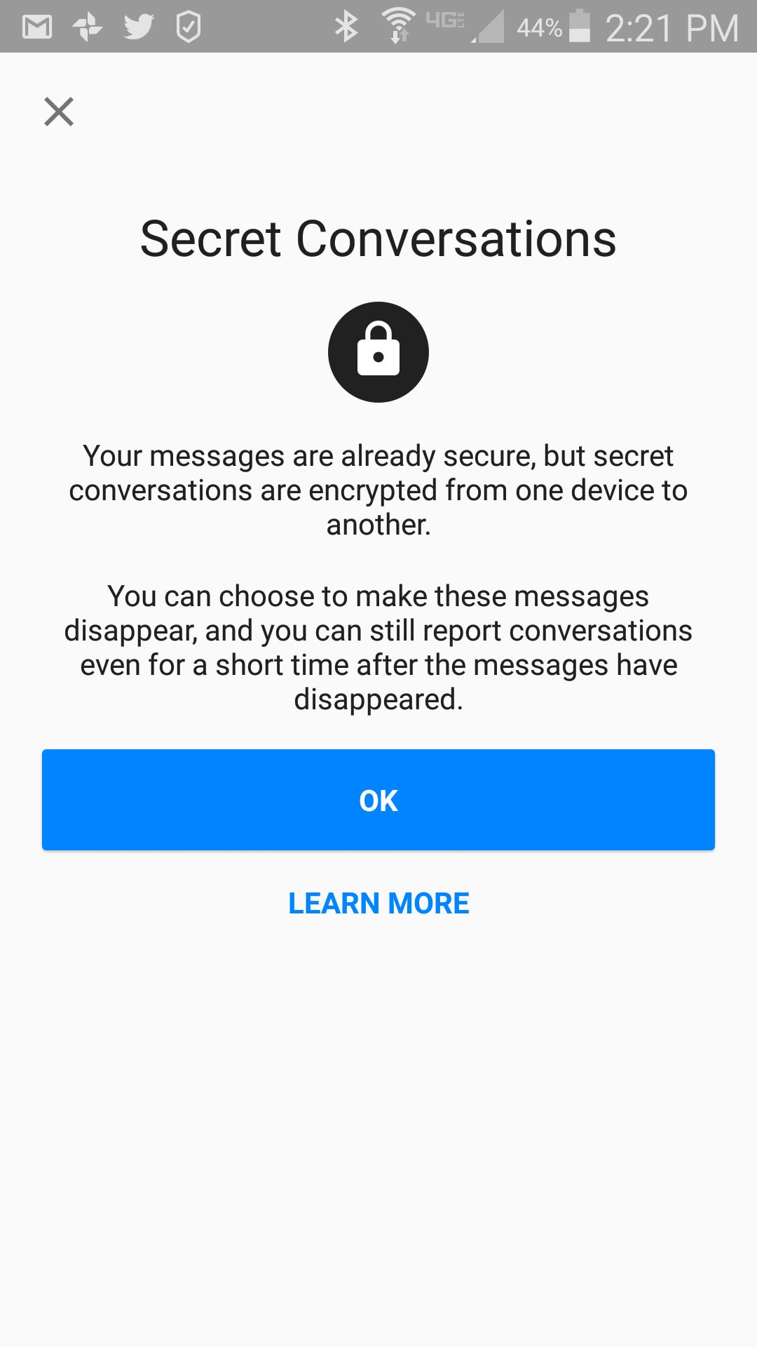 go to secret conversation in messenger