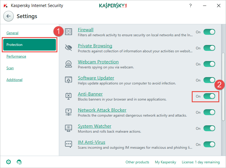 Kaspersky are un blocant adăugat?