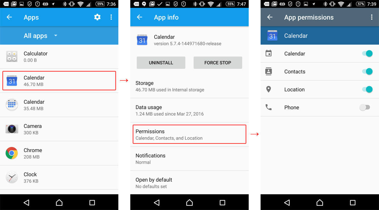 check app permissions android