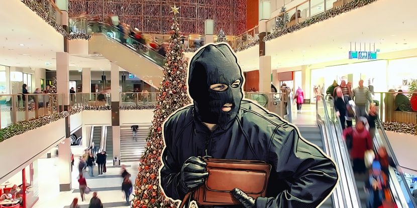 Giant Christmas tree in shopping mall