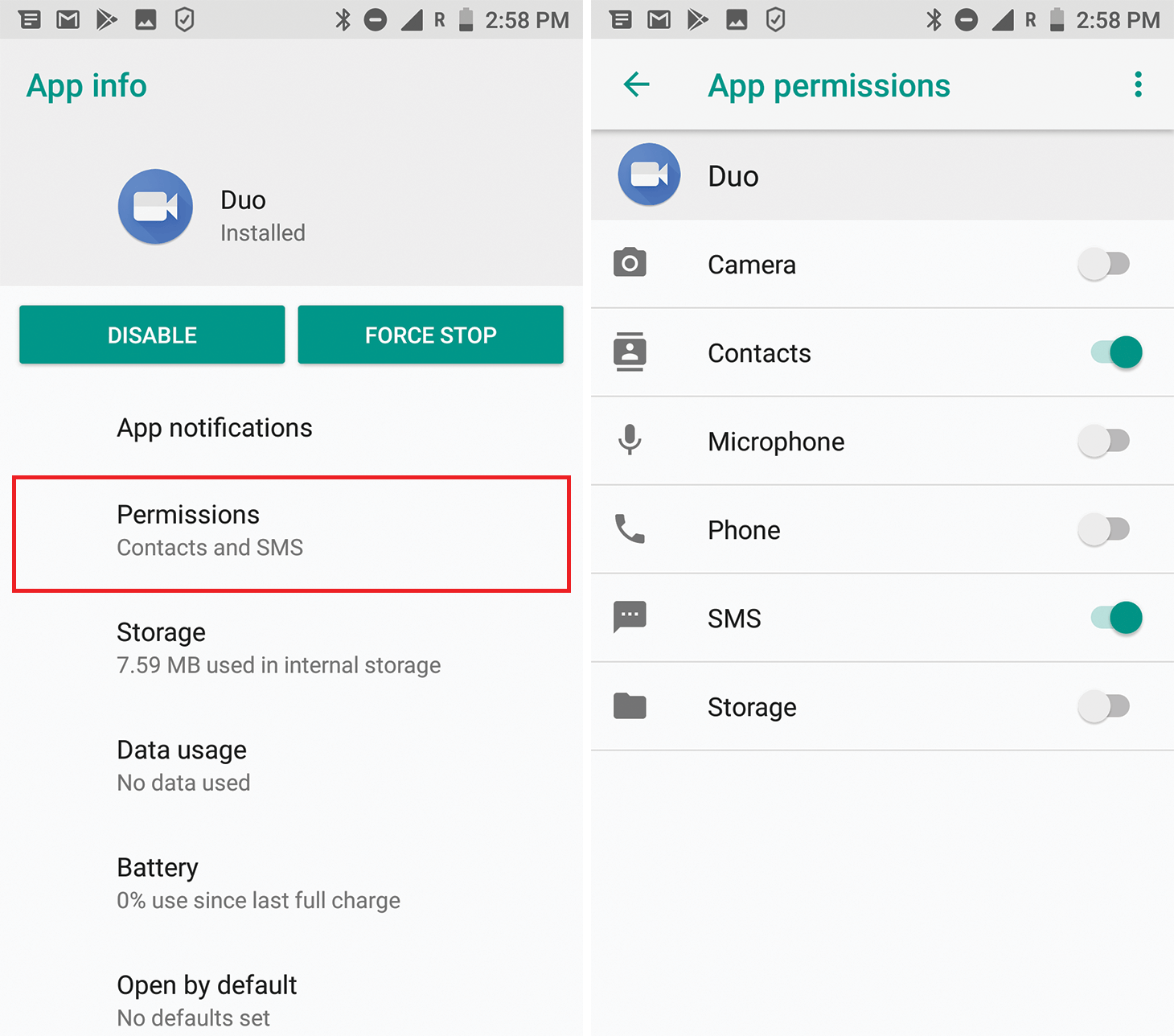 how to check app permissions android