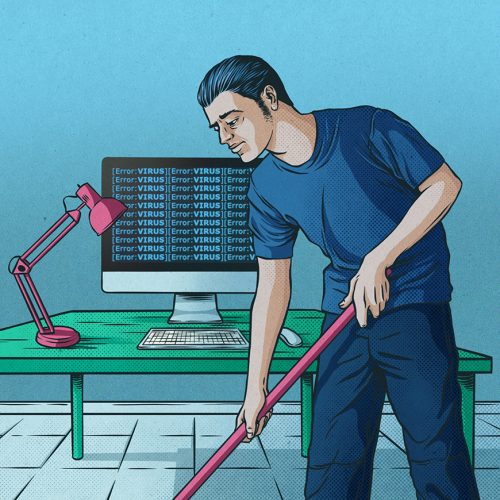 janitor cleaning an office