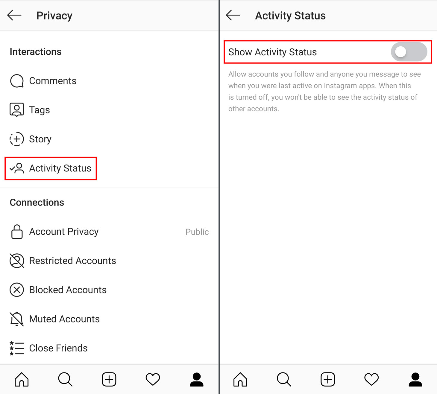 hide online status instagram